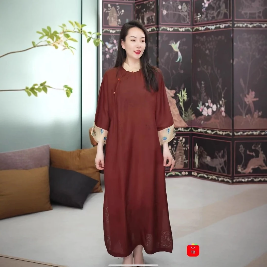 非物遗香云纱国风新中式旗袍裙44029