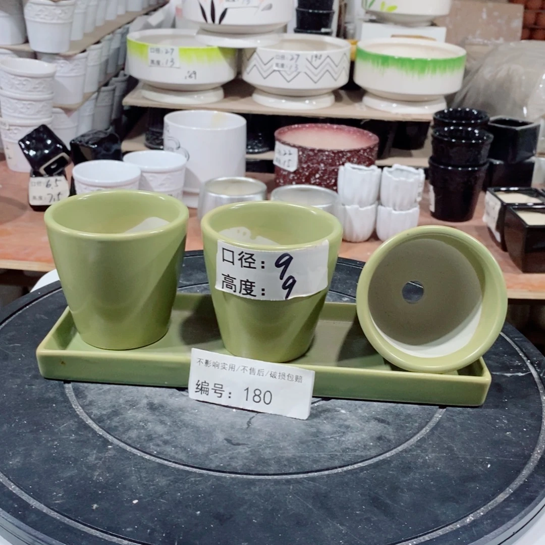 微瑕花盆-180-口9×9-1套绿