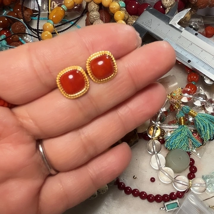 南红玛瑙耳饰合金用****5