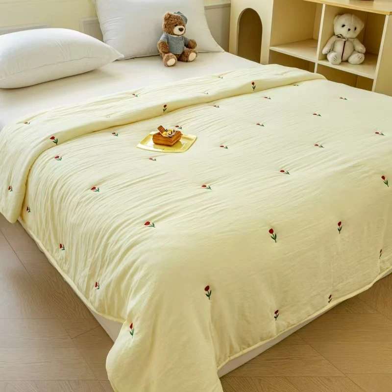 可机洗水洗刺绣夏被盖毯夏凉被亲肤柔软空调被