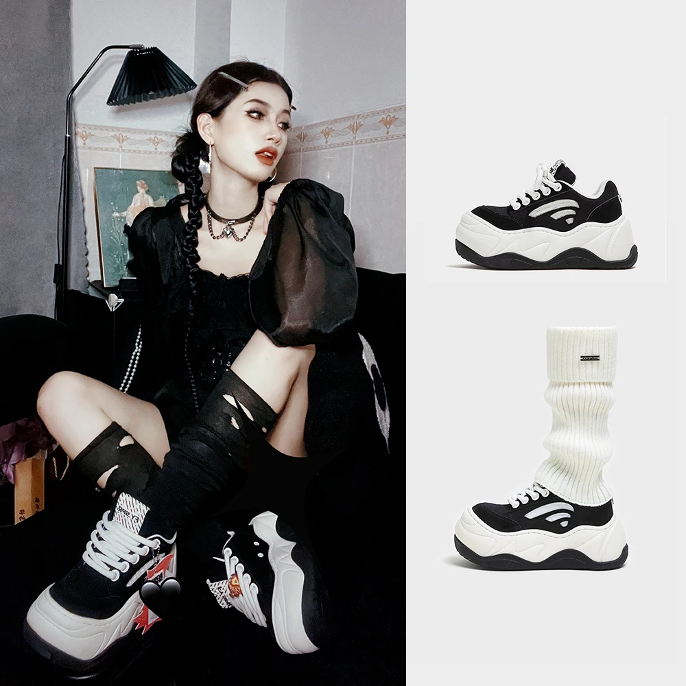 方元日记WiFi系列黑色松糕厚底增高7CM大头百搭多巴胺百搭鞋子