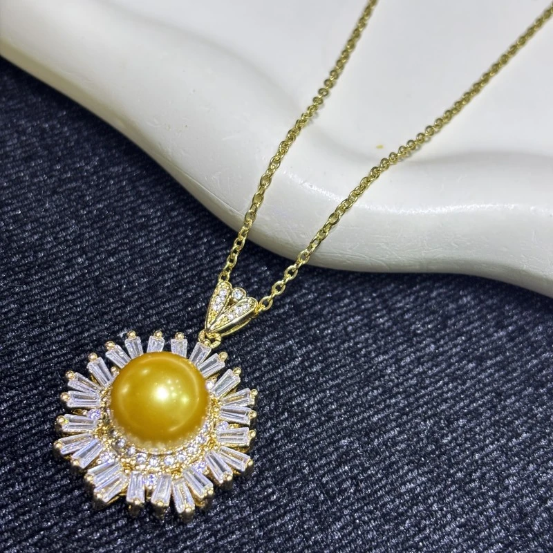 合金贝壳吊坠 炫彩金色深海湾母贝吊坠 太阳花 11mm