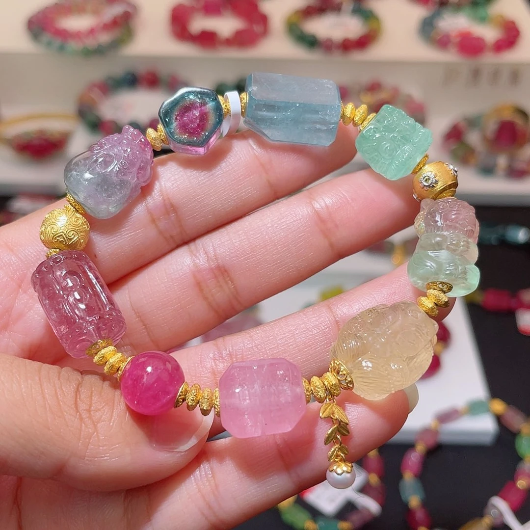 碧玺手链18K金镶嵌 上新 多宝