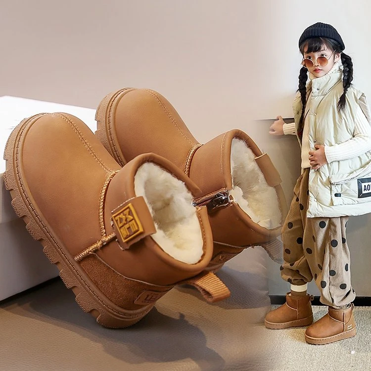 中性橡胶雪地靴保暖防滑侧拉链冬季童鞋