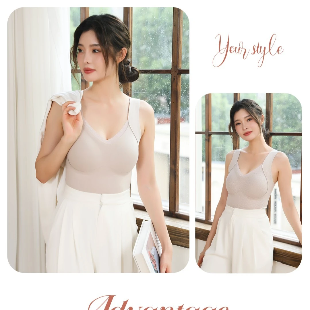 百分百羊毛秋冬背心女款爆款2025新款打底保暖背心无痕裁剪固定杯