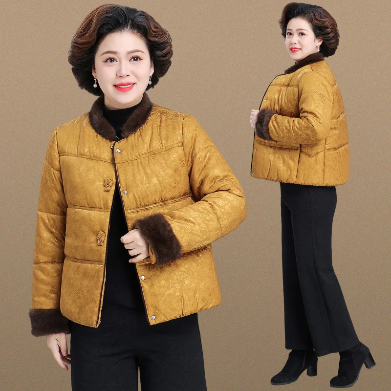 新中式妈妈装加厚国风2025新款气质秋冬中老女士时尚石墨烯棉服