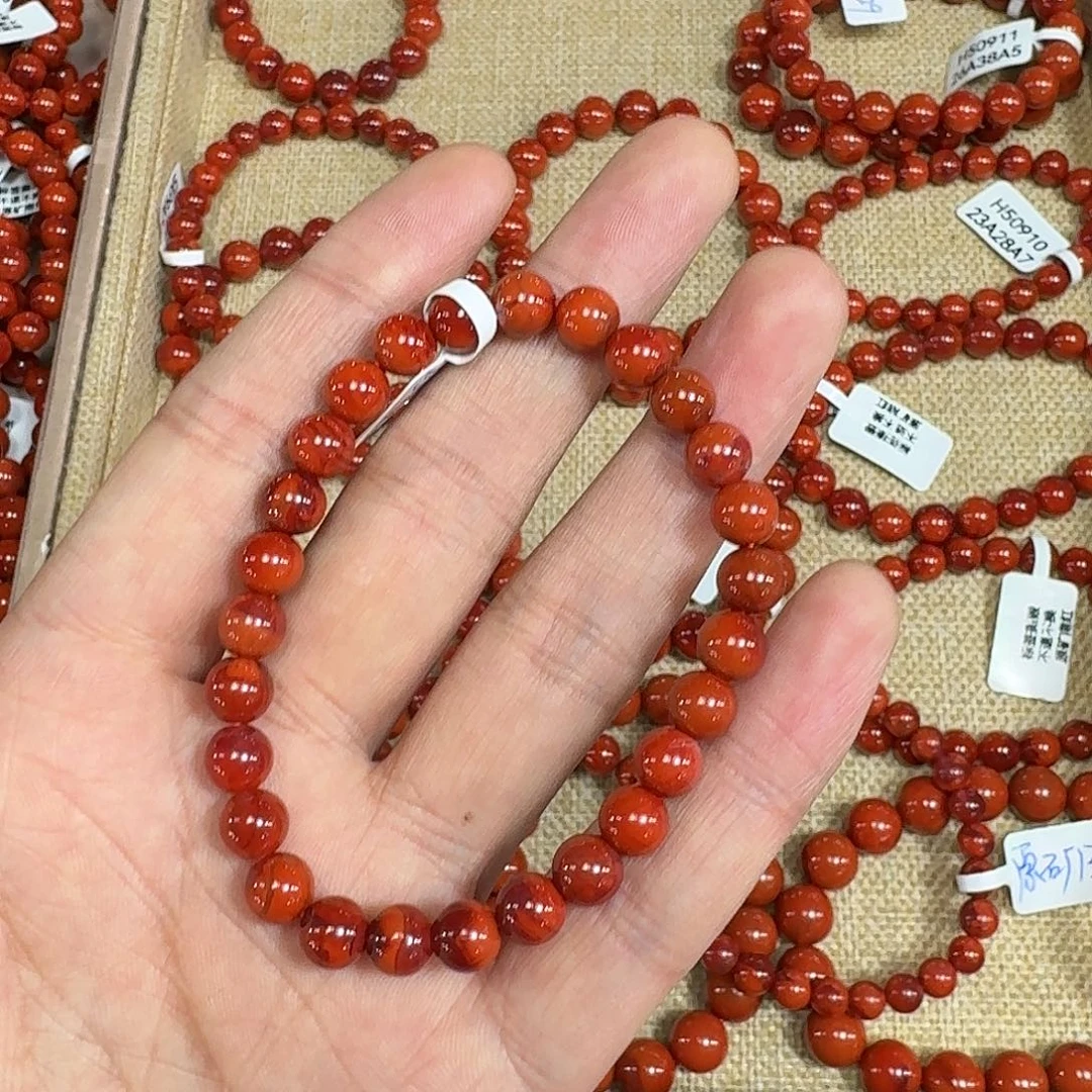 南红玛瑙未镶嵌手链原矿南红手串7mm火焰纹