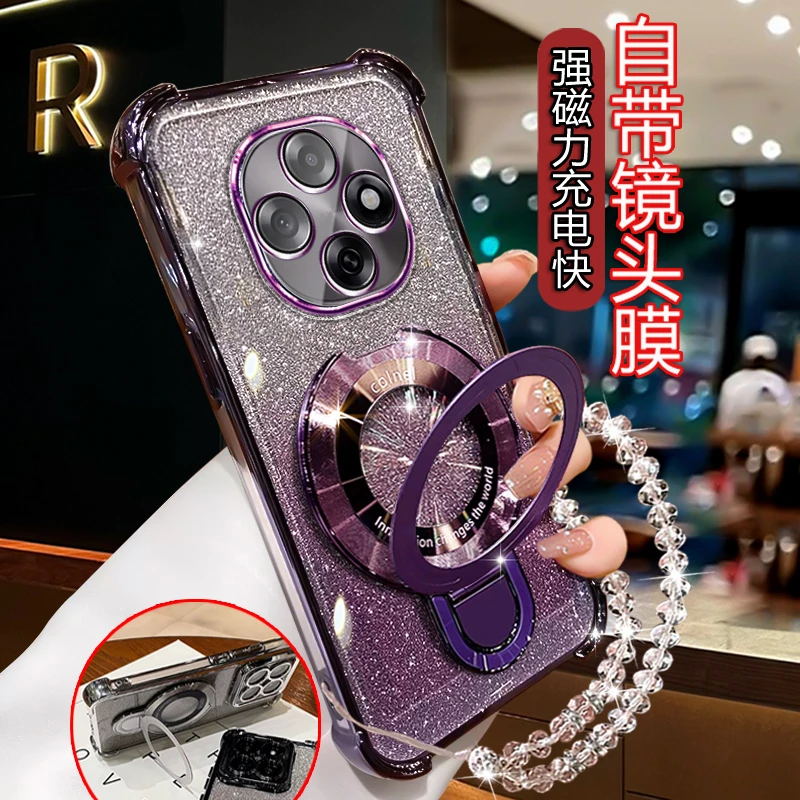 适用oppoa6pro手机壳网红磁吸支架Oppo闪粉软壳0PP0A6ProPLN110女