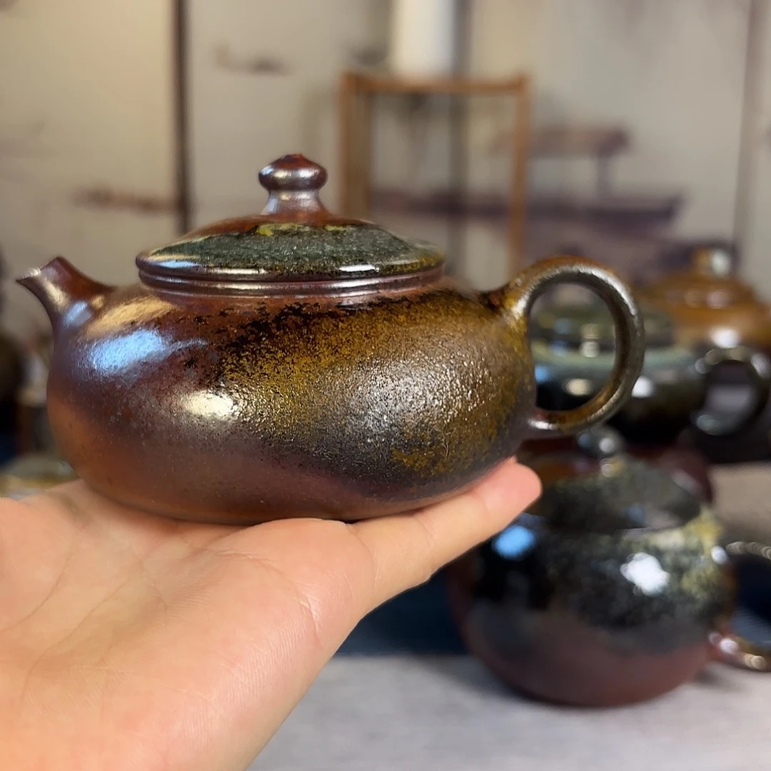 壶柴烧紫砂壶天青寒江