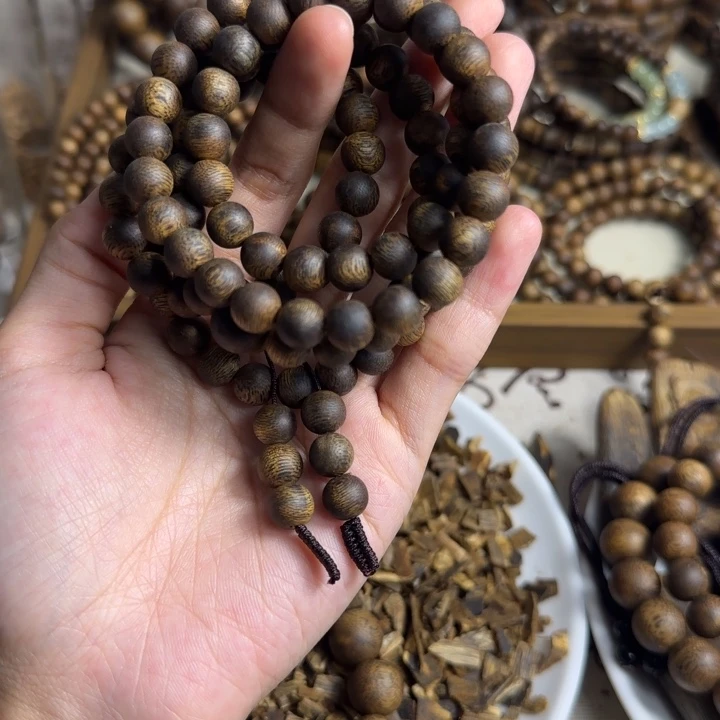 茶***）沉香碎屑沉香奇楠沉香08圆珠多圈32g+