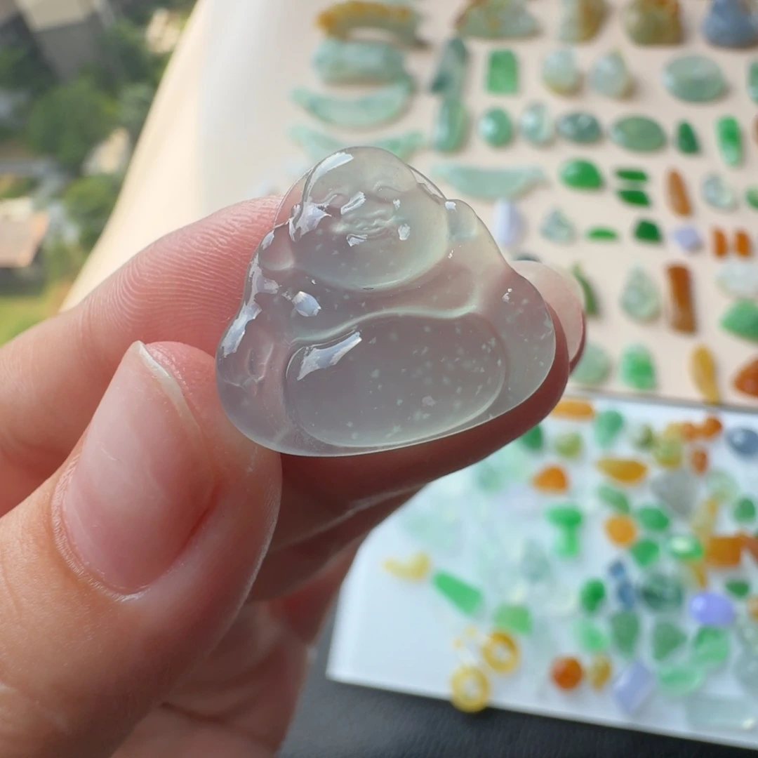 未镶嵌定制翡翠高冰雪花棉一刀切佛公