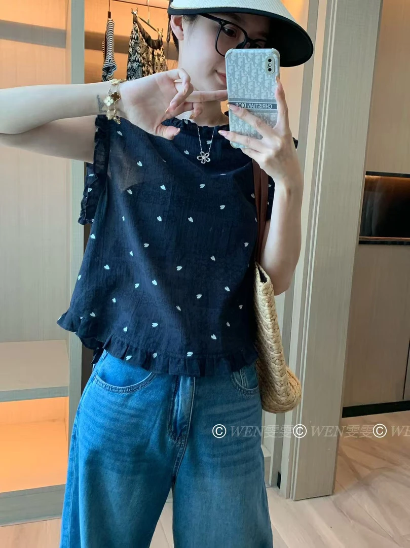 WEN 25新款爱心波点荷叶边无袖上衣 实拍原图 盗图必究！WWC0248