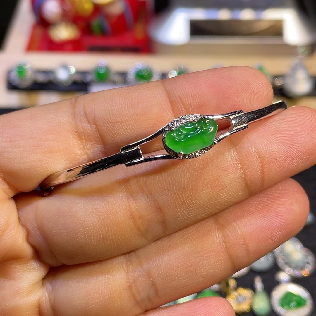 翡翠银S925镶嵌手镯