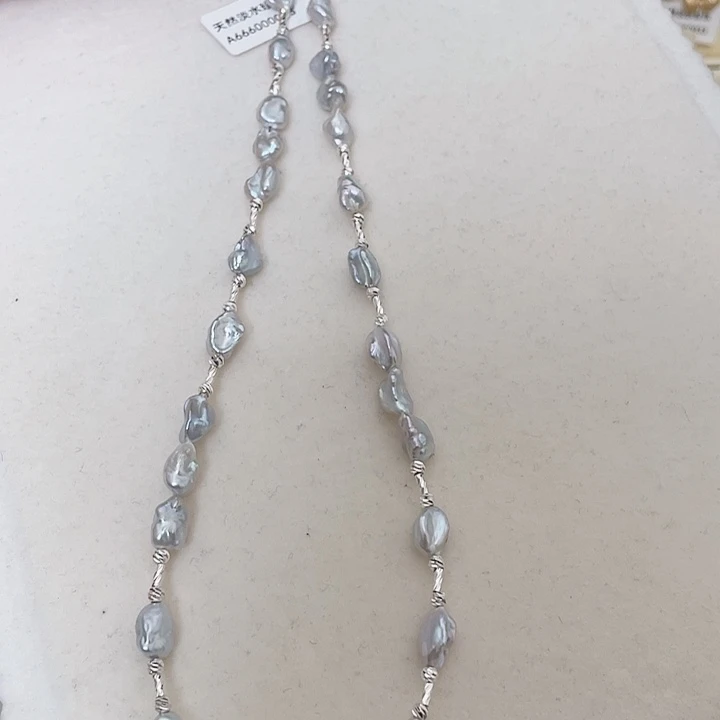 淡水珍珠合金颈饰碎银子设计款项链40+5厘米