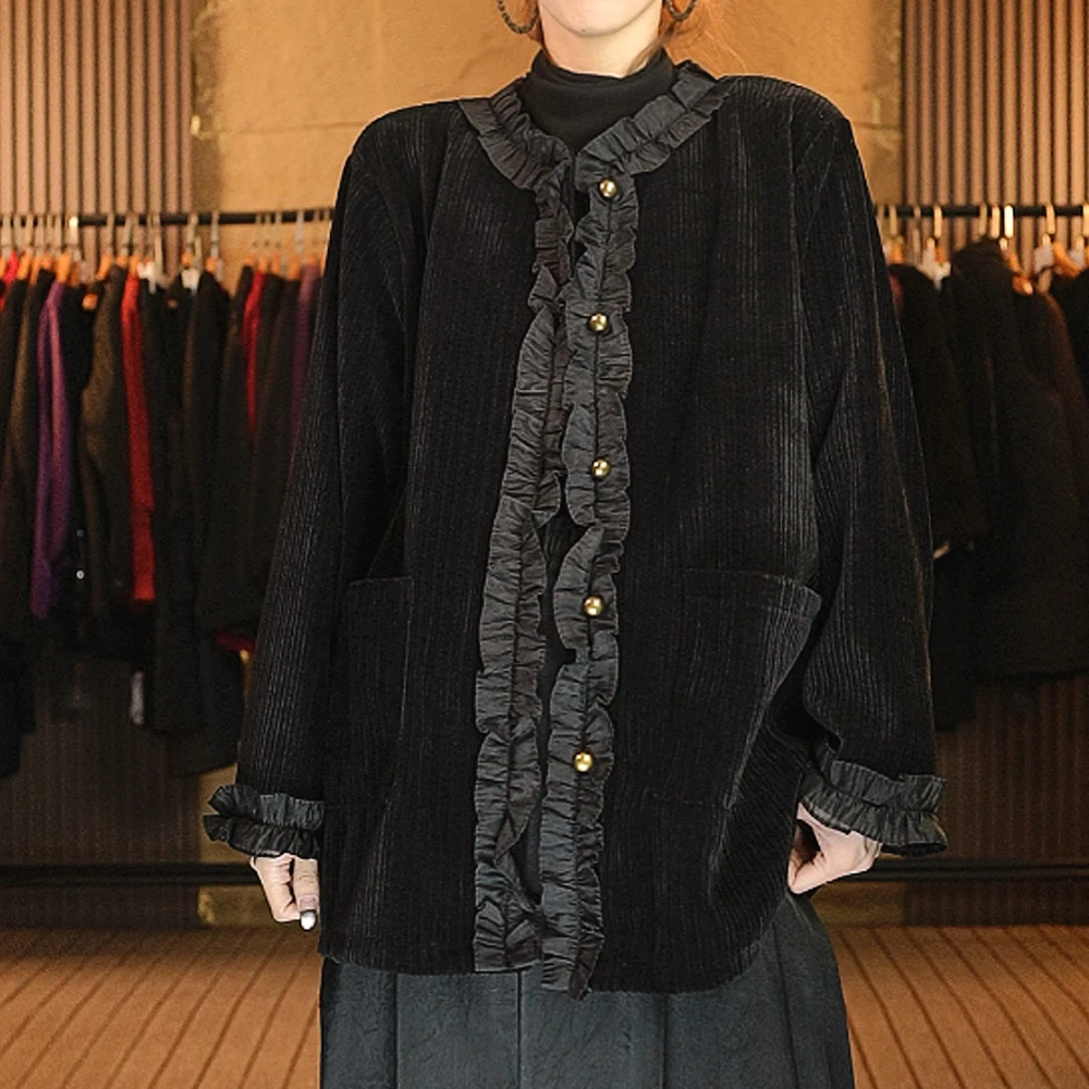 12花边领外套宽松大码女士时尚百搭上衣K515