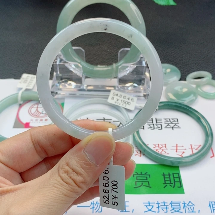 翡翠未镶嵌手镯小圆条手镯52-53圈口