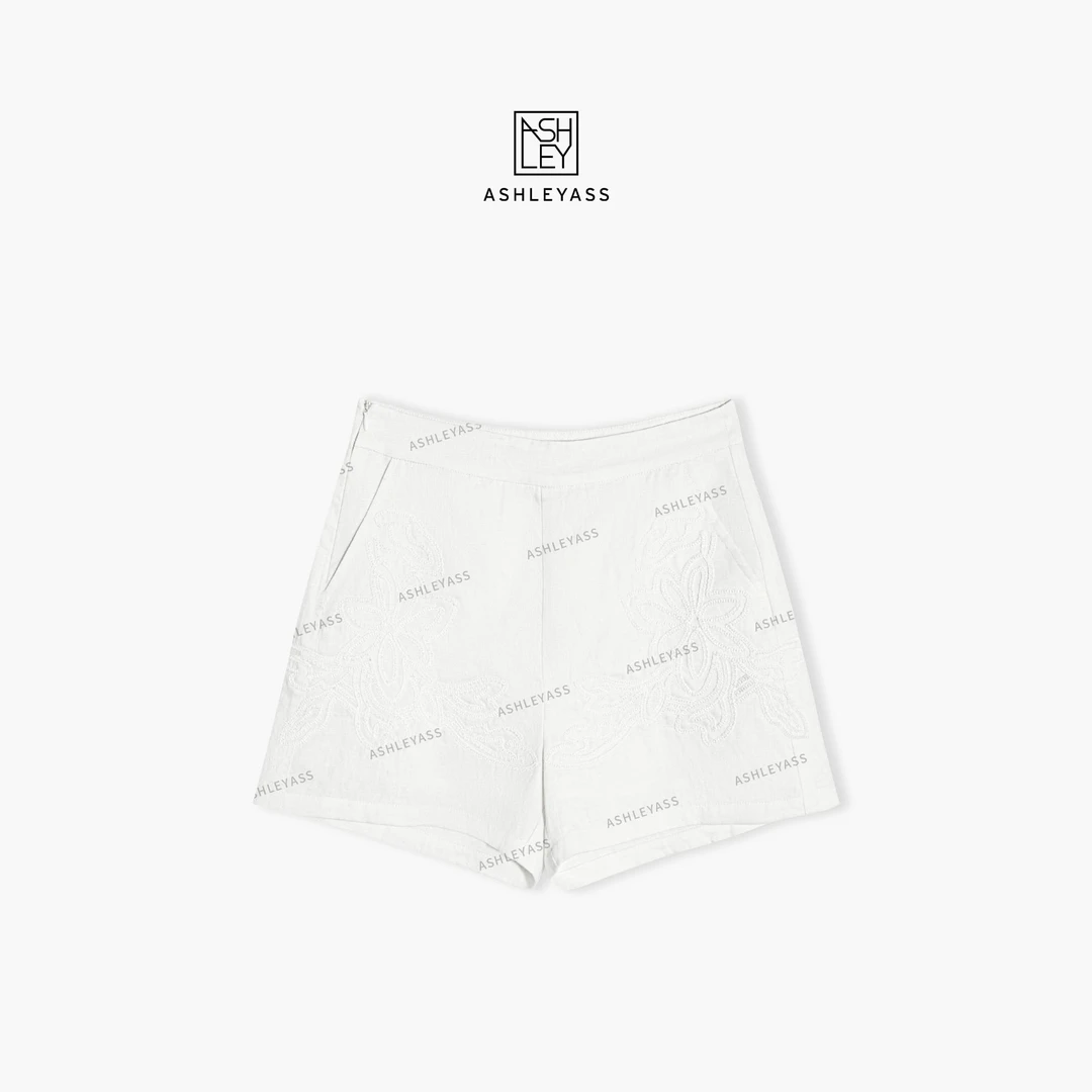 ashleyass“南法庄园”花卉绣花设计A字版型松弛感短裤LSK250160R