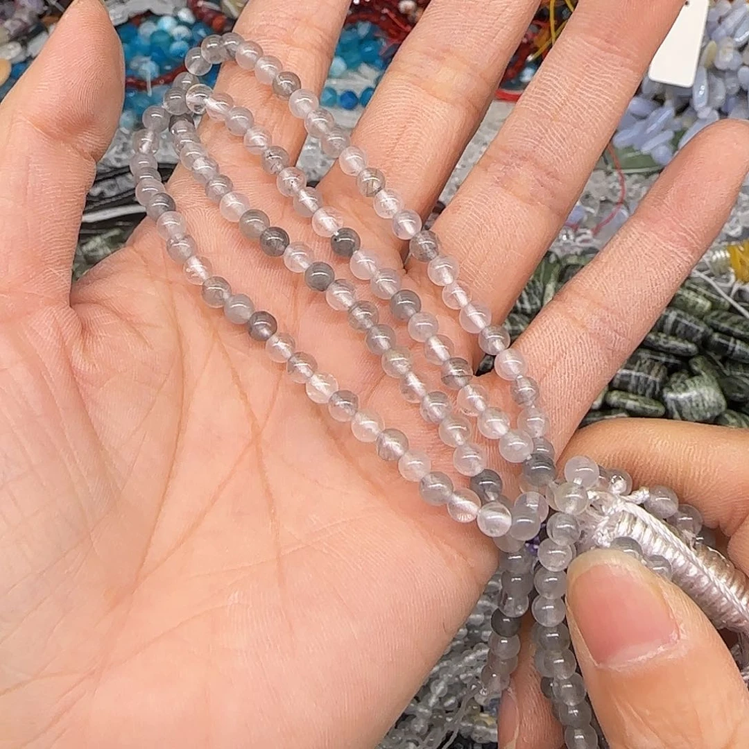 玛瑙/玉髓合金珠宝半成品云水晶4mm一条
