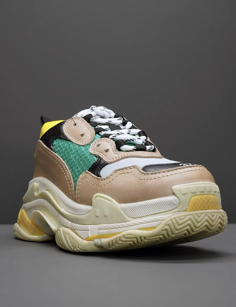 95新 Balenciaga/巴黎世家 d438  triple 联名款黄绿配色鞋 36码