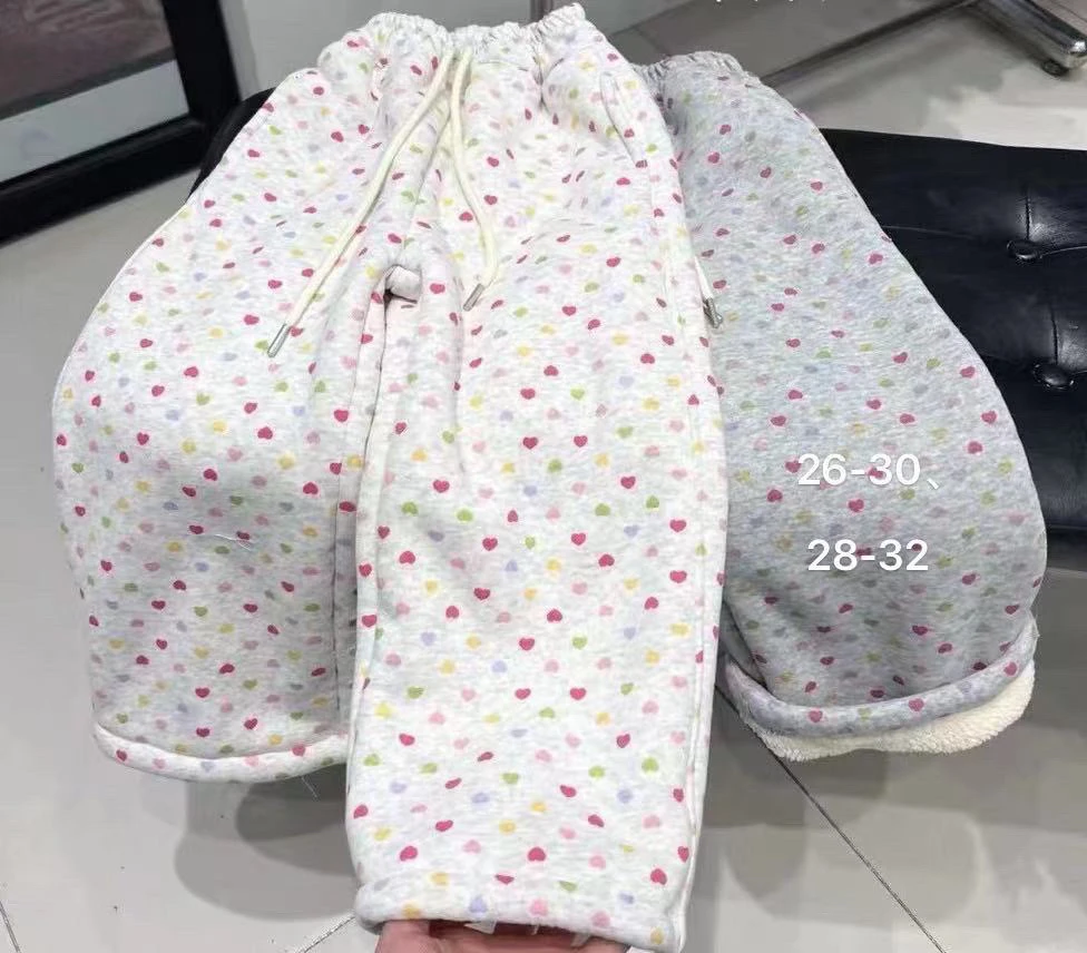 2025当季新款卡通印花绑带松紧腰宽松阔腿直筒裤