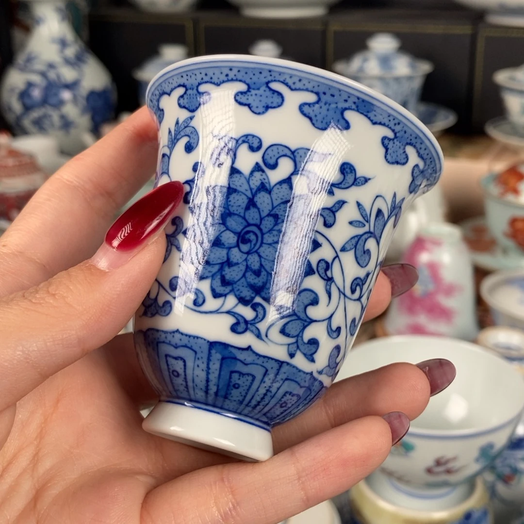 杯折葵非器缠枝莲闻香杯