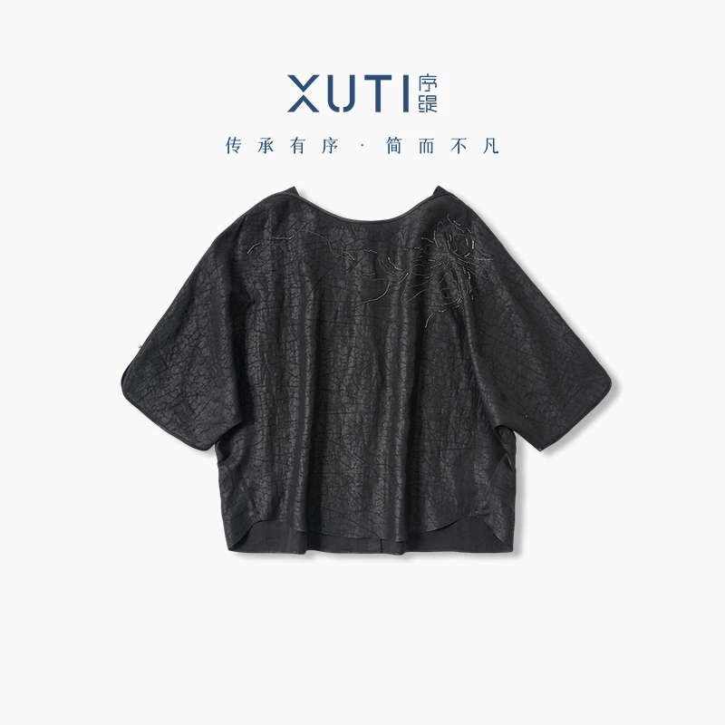 序缇『漆夜临』春夏新款复古国风新中式女装桑蚕丝上衣H66-6901