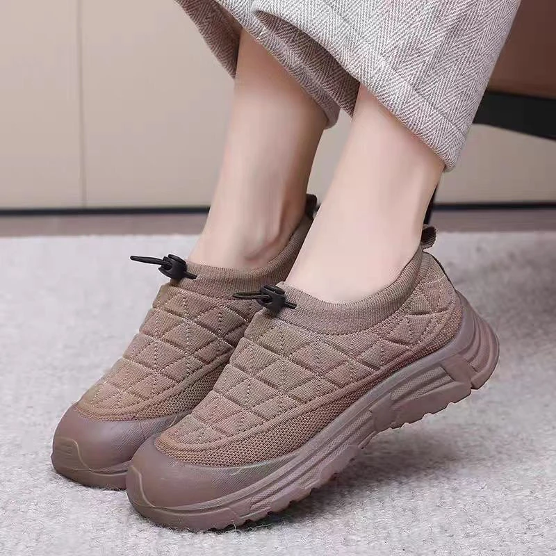 冬季休闲防滑耐磨一脚蹬懒人鞋时尚休闲鞋妈妈鞋女鞋加绒