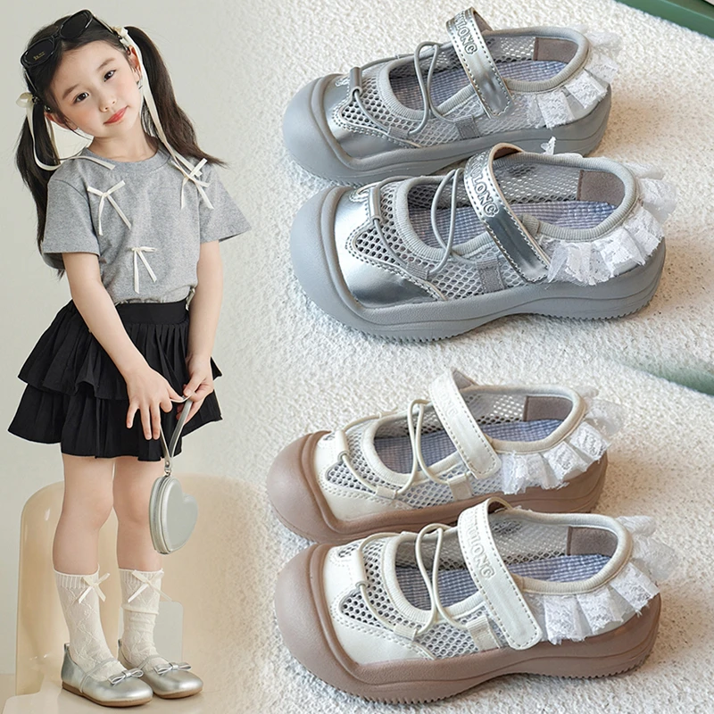 ABC女童运动鞋2025夏季新款儿童韩版休闲网鞋小女孩芭蕾风公主鞋