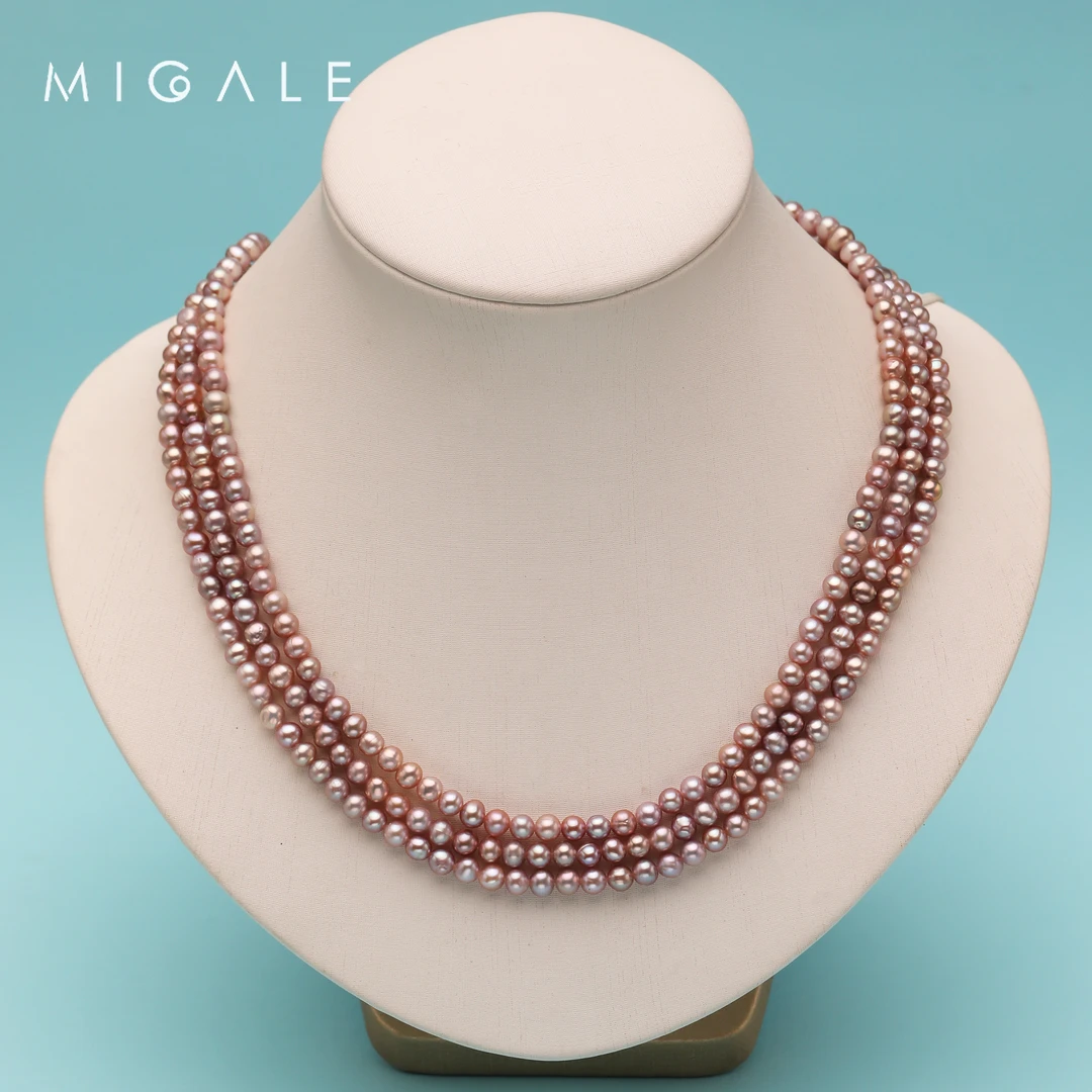 【珍珠奶奶推荐】时尚紫珍珠项链3-5mm【多样性发货一件】BY189