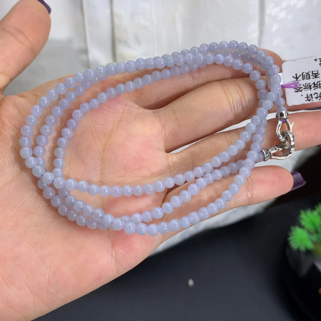 未镶嵌手串翡翠卡3.5胶润紫小米项链