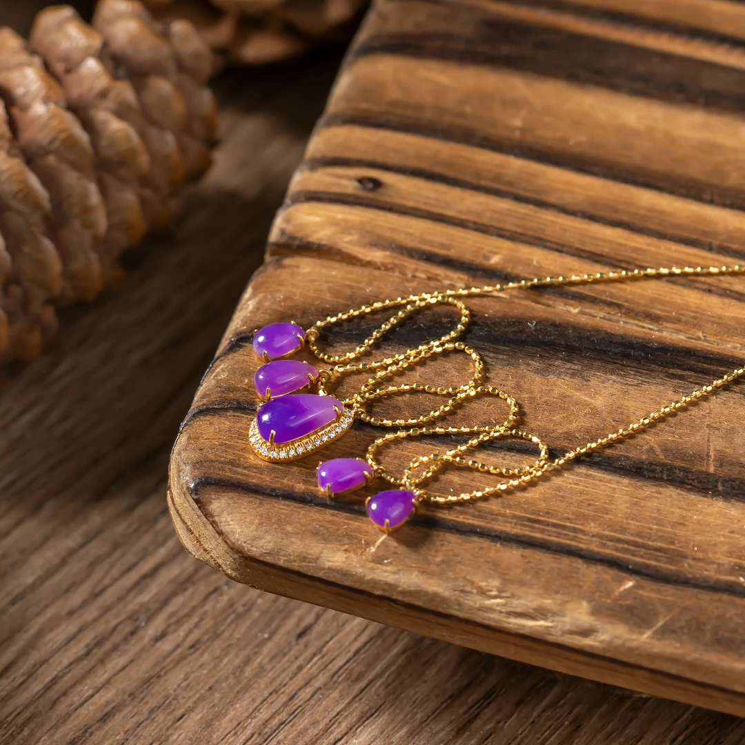 世间臻宝-流星丨18K金玻璃紫舒俱来项链/多样性发/发一件/P7064//