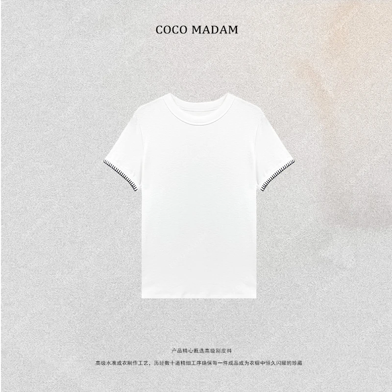 NIUNIU ·T-852 夏季新品圆领袖口缝线短袖T恤上衣