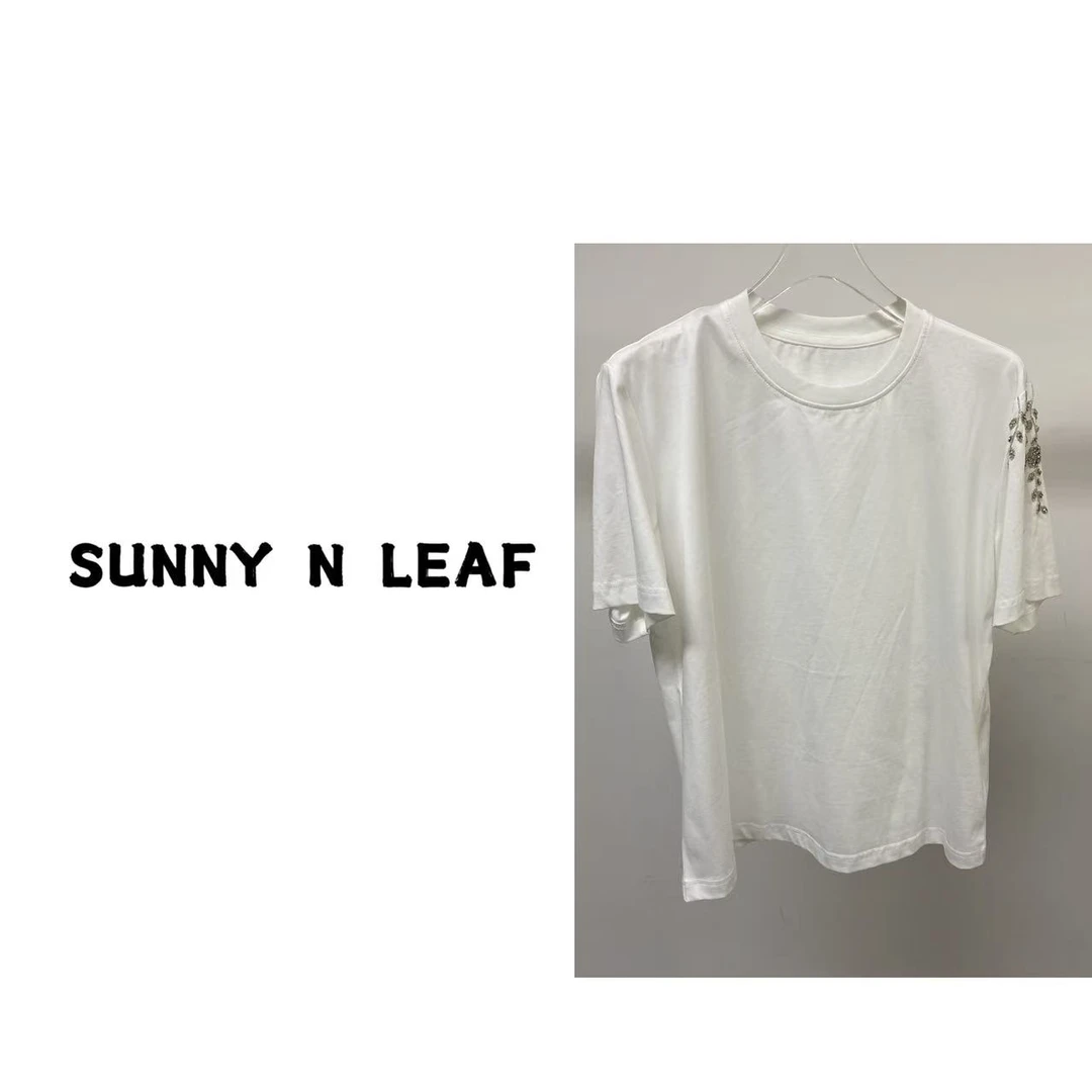 SUNNY N LEAF  春季钉钻圆领纯棉短袖T恤 YCXXA50065
