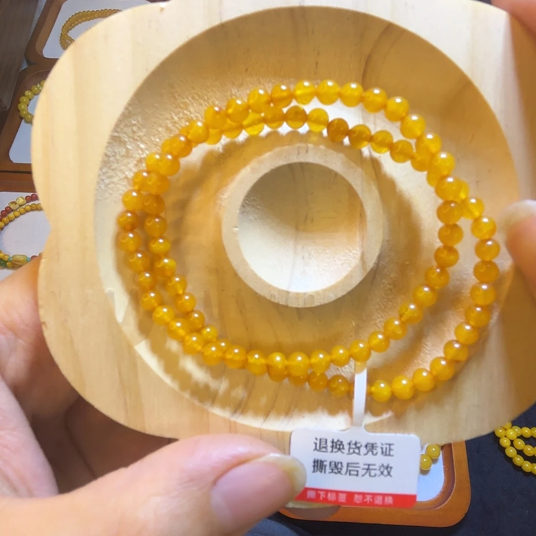 手链琥珀未镶嵌双圈小米珠