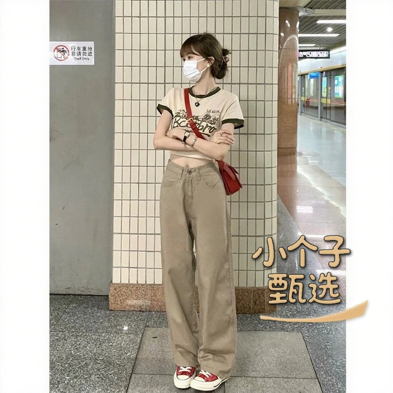 小个子甄选高腰灯笼裤女新款做旧夏季牛仔裤显瘦气质小个子可爱风