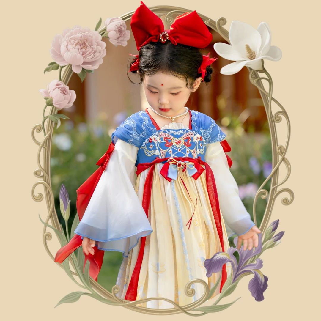 萌乎【白雪】女童新款汉服2025古风超仙连衣裙儿童公主裙253166