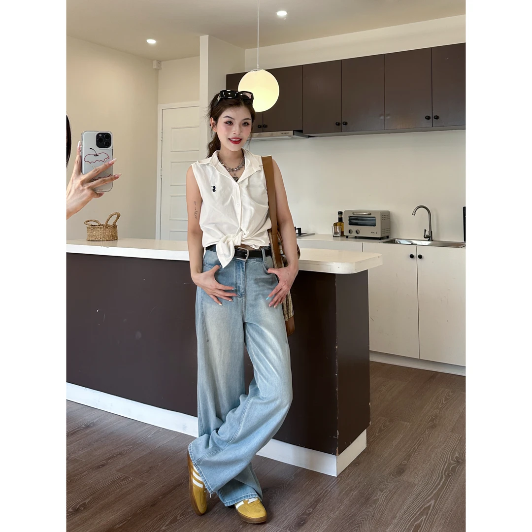 2025夏季新款小个子牛仔裤女款爆款宽松直筒裤百搭阔腿裤显瘦长裤