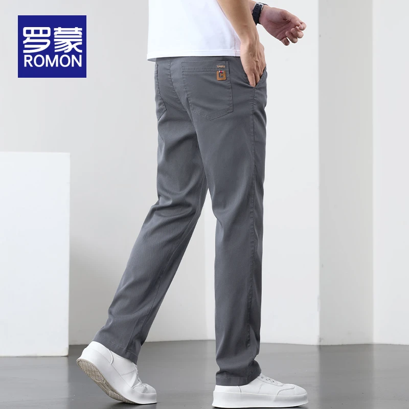 罗蒙男士夏季薄款轻奢休闲裤男款爆款2025新款潮流时尚直筒裤子男