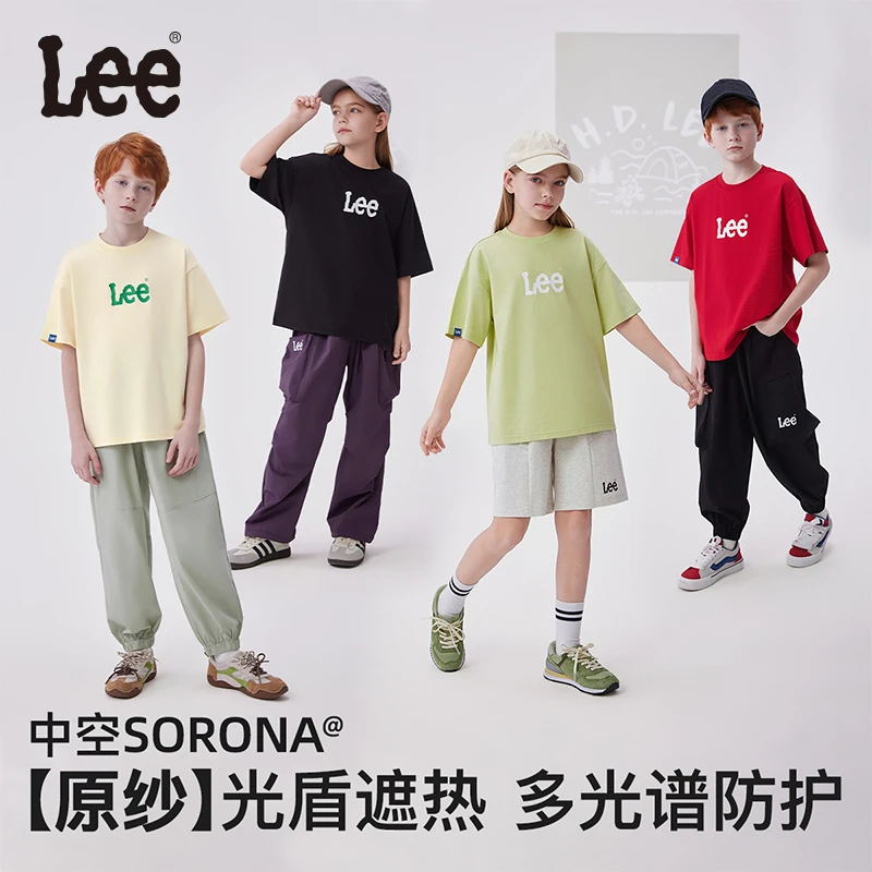 Lee Kids儿童夏季短袖T恤运动时尚休闲宽松印花圆领