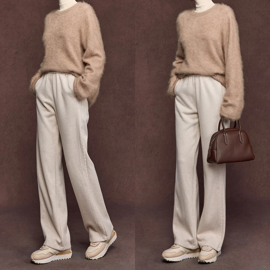 雾道 CANTO MOTTO高腰宽松直筒女式休闲裤WDA540930F