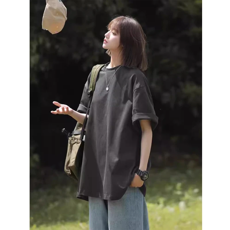 美式时尚纯棉短袖t恤男女同款夏季日系宽松情侣百搭学生上衣