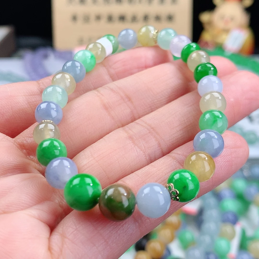 翡翠手链未镶嵌卡6.7-8.2mm