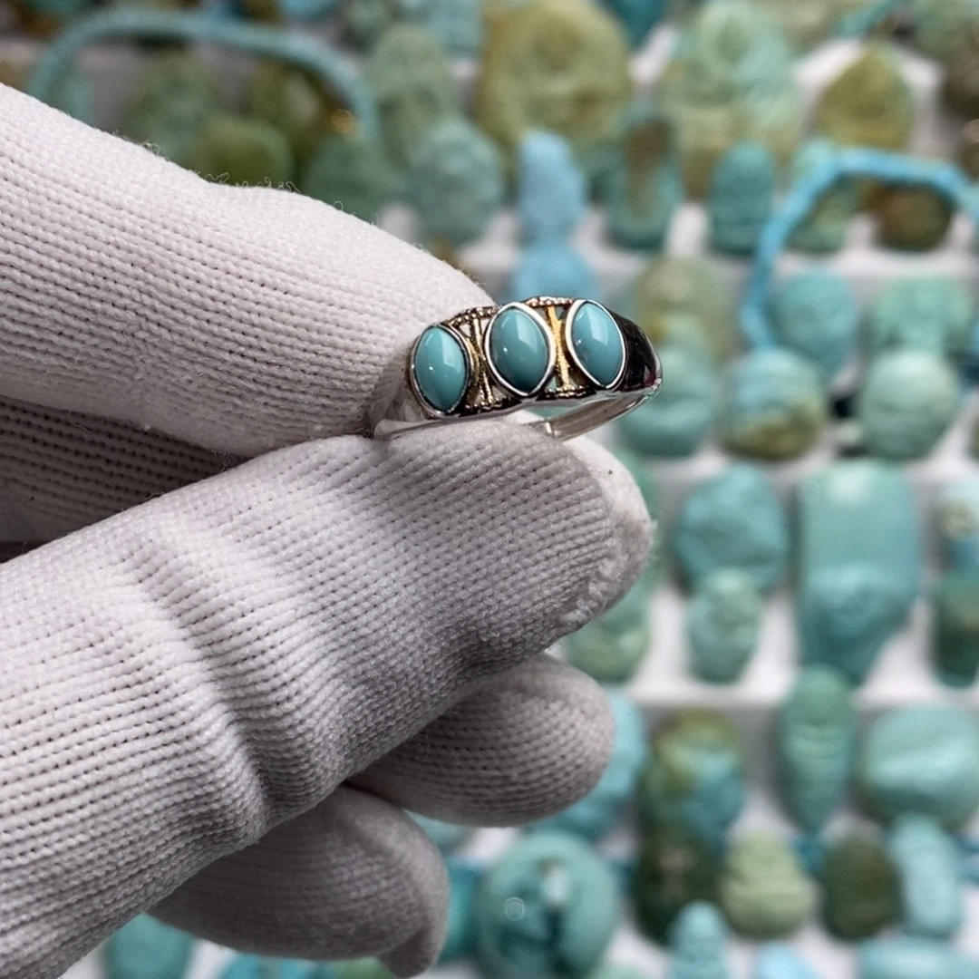 绿松石银S925镶嵌绿松石