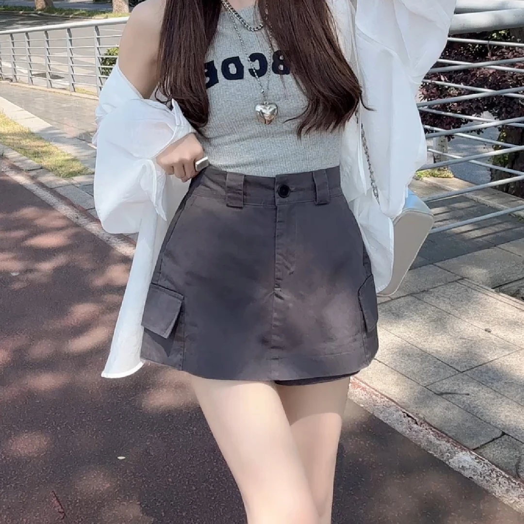 【晓溪服饰】2025夏季新款百搭ins风极简风工装裙裤2262