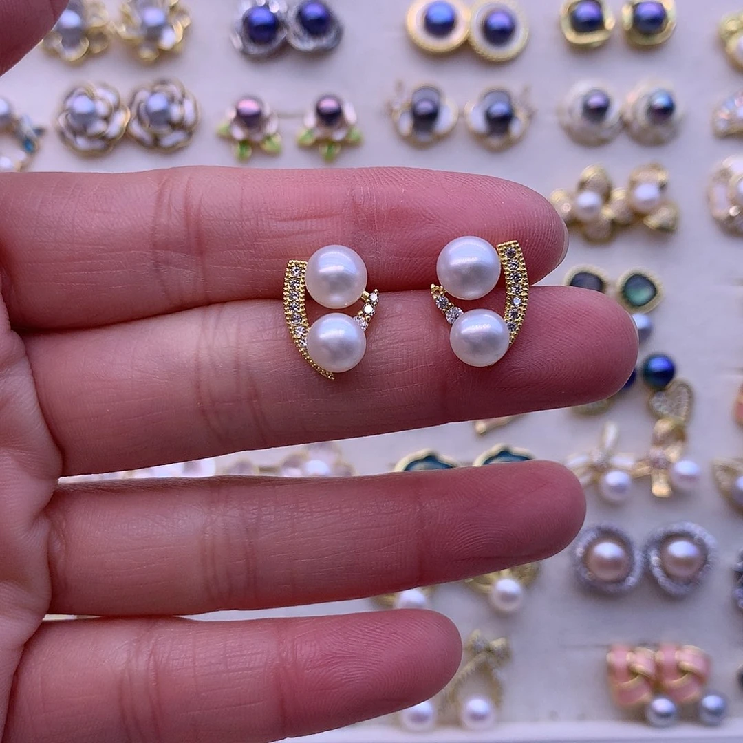 淡水珍珠耳饰合金