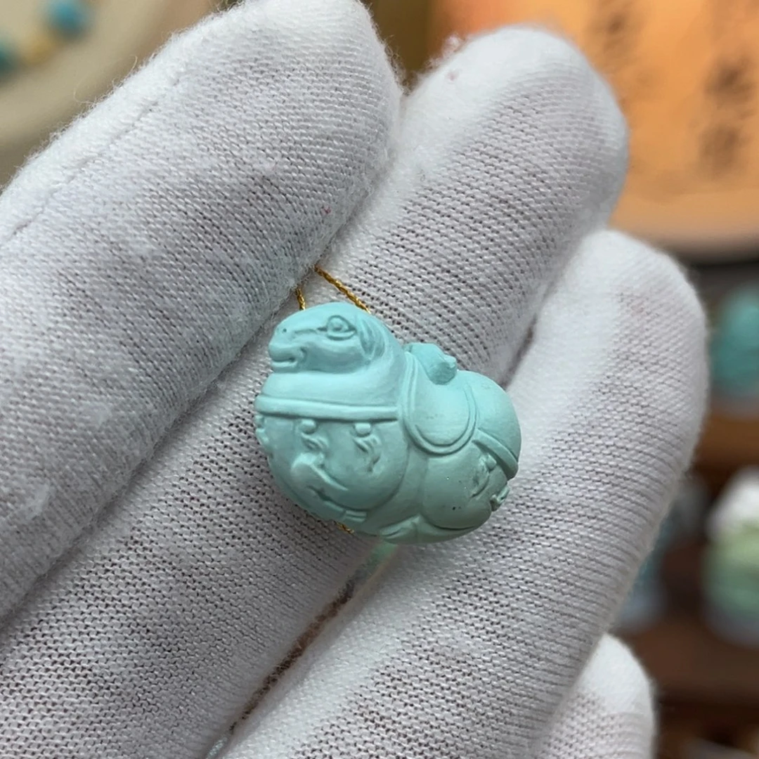 绿松石未镶嵌珠宝奇石唐马 高度13 83