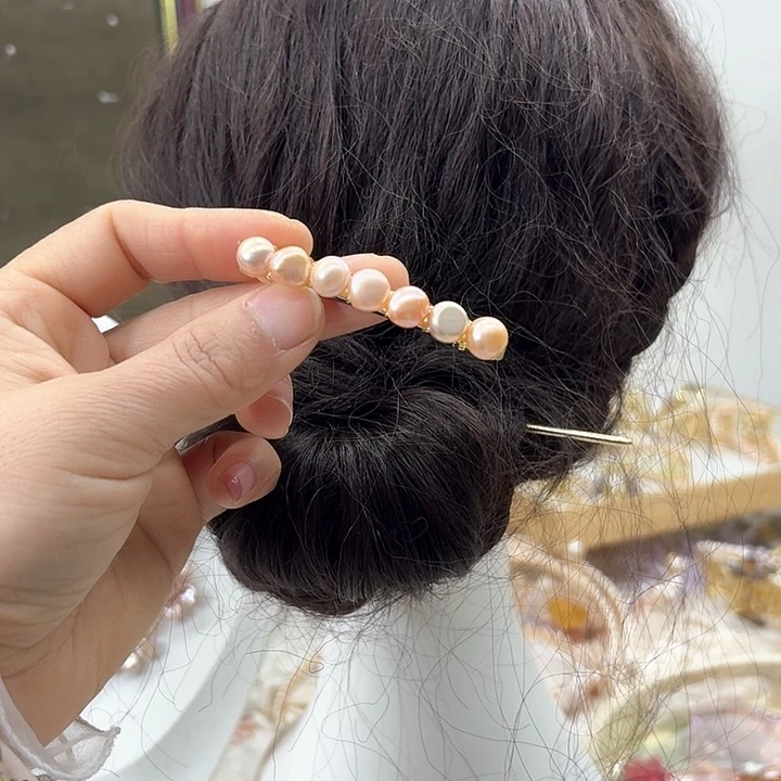淡水珍珠发饰银S925镶嵌?**?