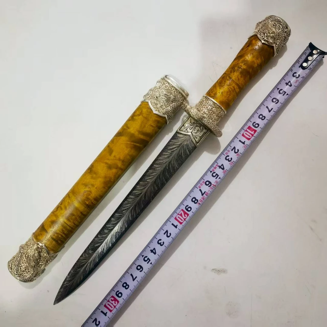 [剑语]纯银神龙短剑宝剑仿古锻造收藏陨铁瓦面夹钢龙骨未开刃