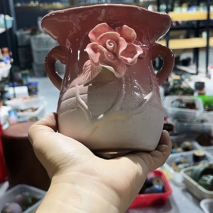 瓷片花盆多肉植物艺术品