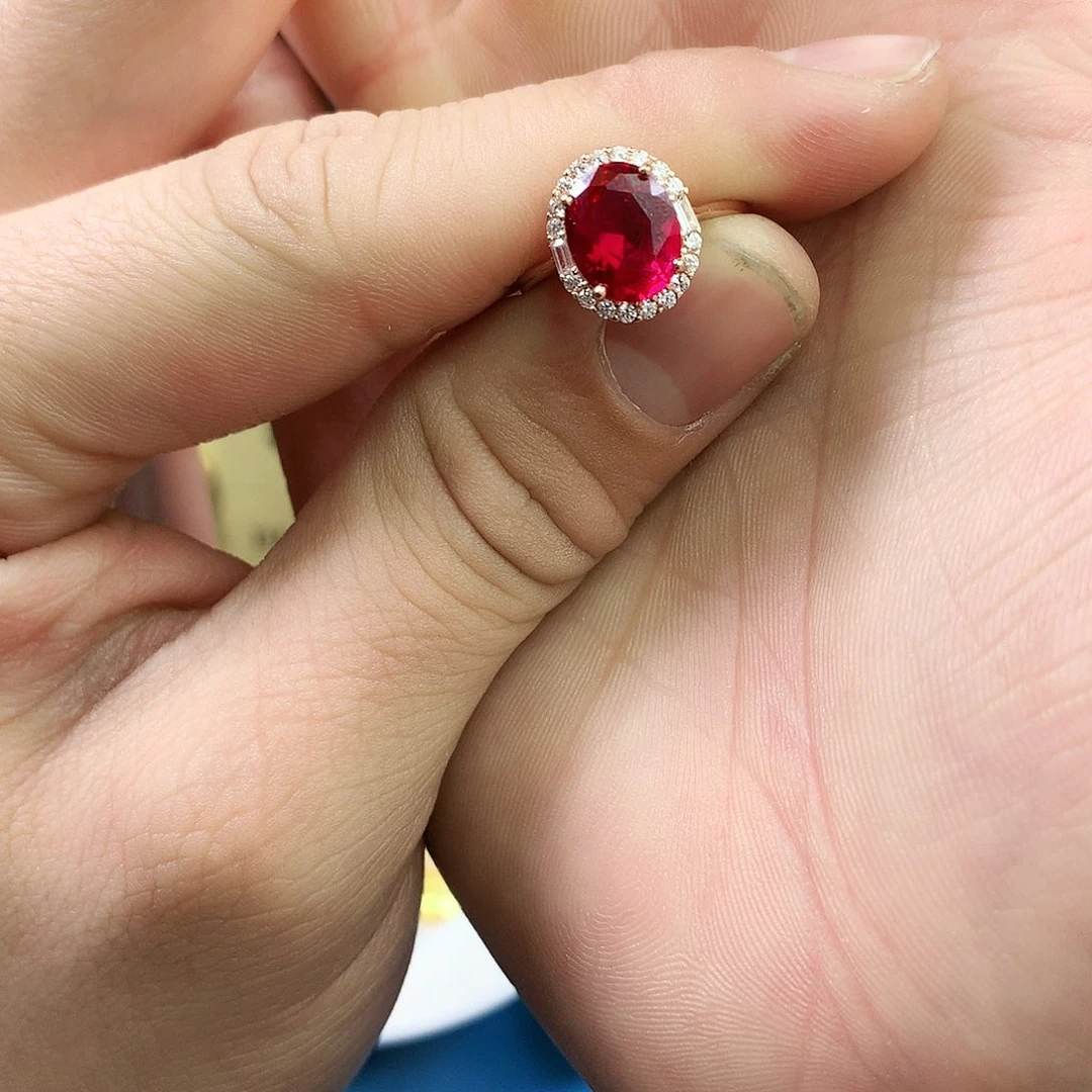 红宝石戒指银S925镶嵌2111111234